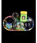 Rick & Morty Glass Pipe Travel Kit – Smoking Set with Tray, Grinder & Case