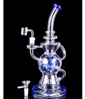 Crystal Casecade - 3 Arm Faberge Showerhead Recycler Bong/Dab Rig - Blue