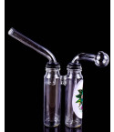 Clear Twin Glass Oil Rig w/ Oil Burner Pipes