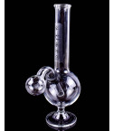 6" Clear Stand Round Beaker Glass Oil Rig w/ Attached Oil Burner Pipe