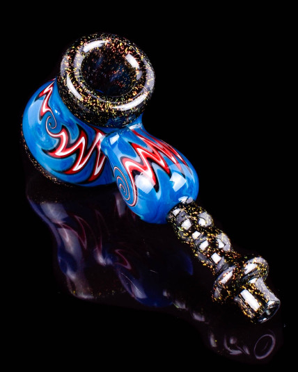 Dichroic Swirl Scepter Sherlock Glass Hand Pipe