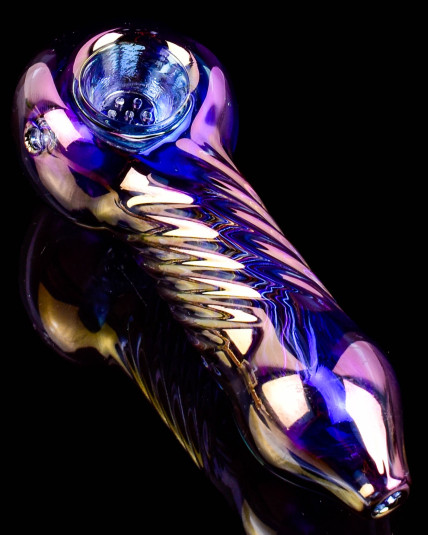 Quantum Spiral Electro Plated Helix Glass Hand Pipe - Purple