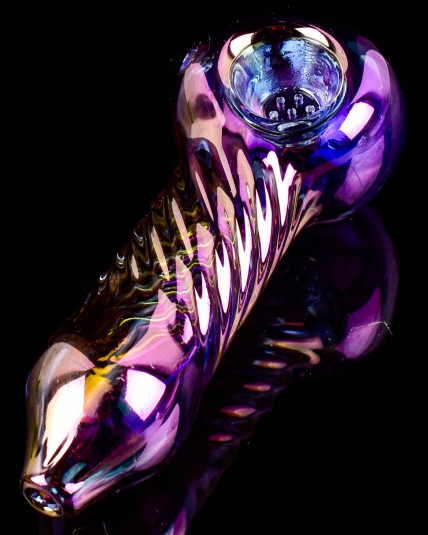 Quantum Spiral Electro Plated Helix Glass Hand Pipe - Purple