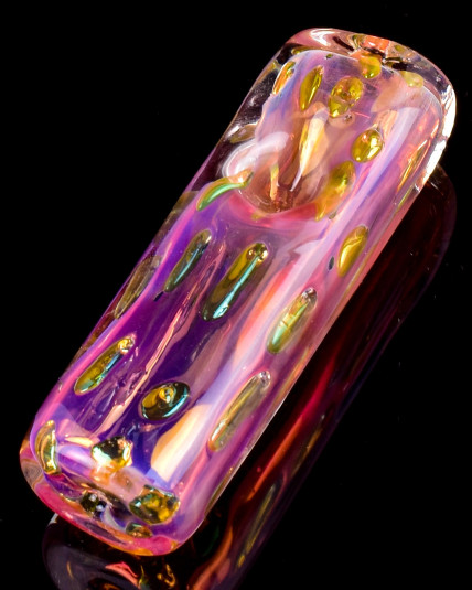 Brick Shaped Glass Spoon Hand Pipe - Golden Fumed