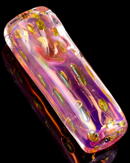 Brick Shaped Glass Spoon Hand Pipe - Golden Fumed