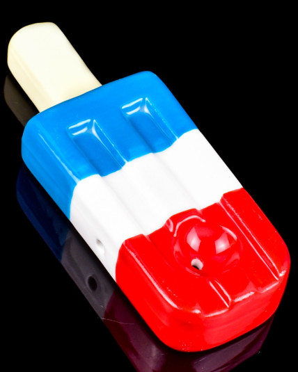 Patriotic Puff - Red, White, & Blue Popsicle Ceramic Pipe
