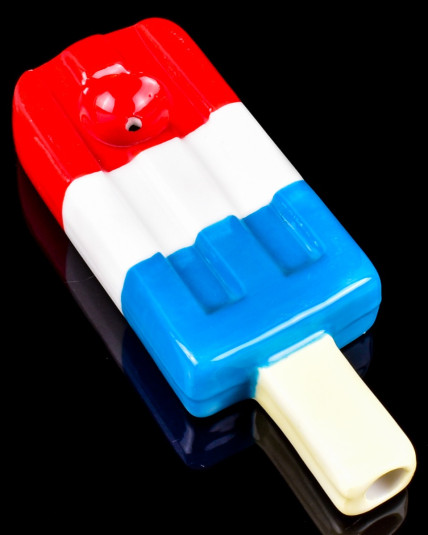 Patriotic Puff - Red, White, & Blue Popsicle Ceramic Pipe