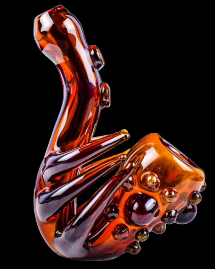 Fiery Octopus - 5" Sherlock Glass Hand pipe