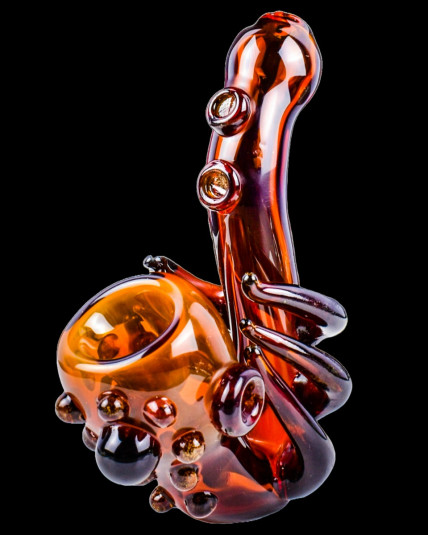Fiery Octopus - 5" Sherlock Glass Hand pipe