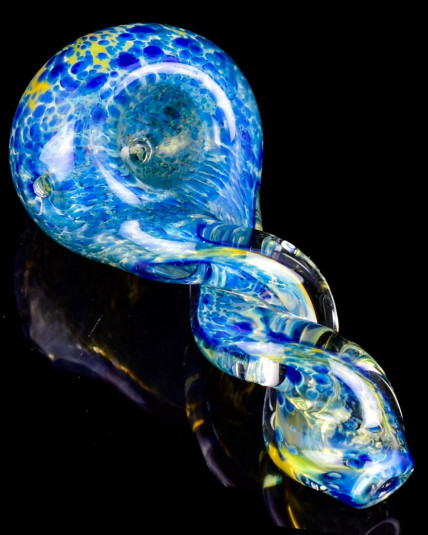 Blue Lagoon - 3.5” Golden Fumed Fritted Glass Pipe