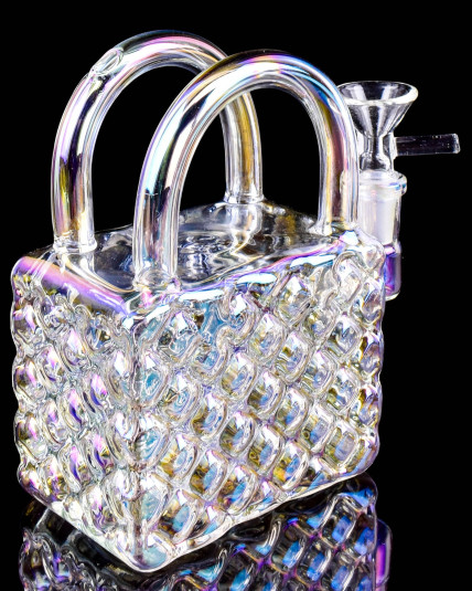 Glam Tote Electroplated Ladies Hand Bag Bong  - Iridescent