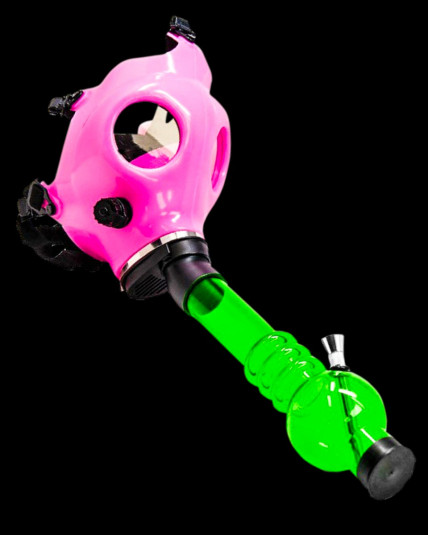 Gas Mask Pipe Bong - Includes Acrylic Water Pipe - Full Set - Neon Pink