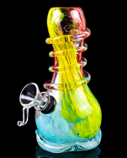 Twisted Round Base Mini Bong - Rasta