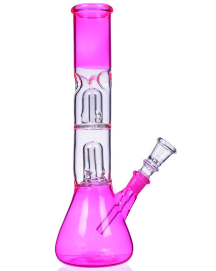 10" Double Percolator Beaker Bong - Pink