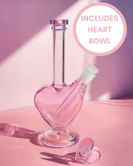 9" Heart Bong w/ Bowl - Pink