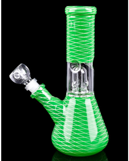 8" Matrix Percolator Bong With Down Stem And Bowl - Lime Green
