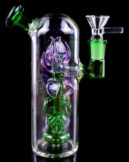 Enchanted Bloom - Atomic Glass - Rose Bong/Dab Rig - Purple