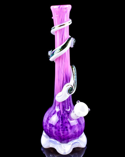 Amethyst Aura - 12" Dual Frit Dichroic Wire Wrap Vase Bong