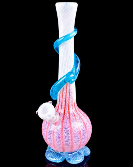 The Marvelous - 12" Dual Frit Wire Wrap Vase Bong - Ruby Teal