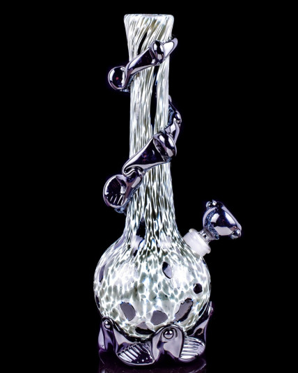 Black Panther - 14" Round Spotted Vase Bong - Black