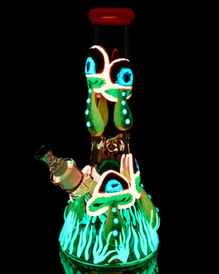 The Fungal Majestic - 13" Glow In The Dark Mushroom Beaker Bong