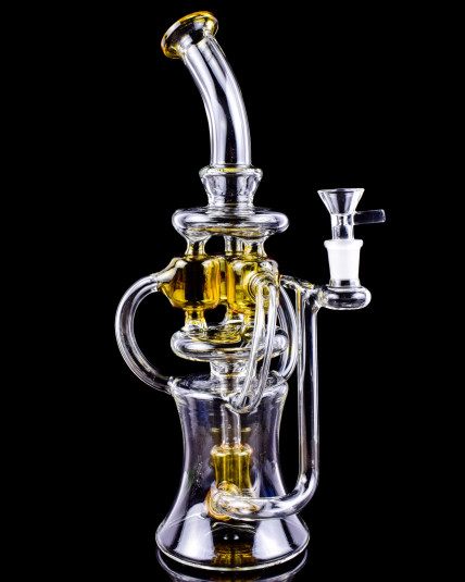 Cyclonic Bliss - 13" 3-Arm Faberge Recycler Bong