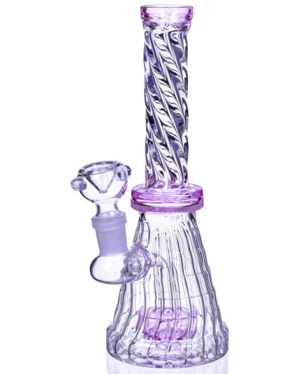 Thunder's Calli'n - 8" Spiral Design Matrix Perc Beaker Bong - Pink