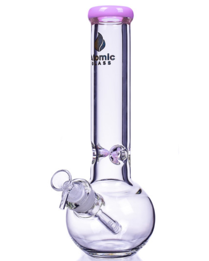 Atomic Glass - 12" Simple Round Bottom - 9mm Super Thick -  Pink