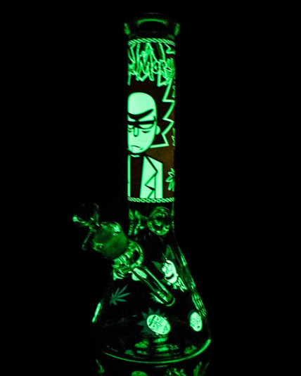 14" Rick and Morty Beaker Bong Glow In The Dark - Orange