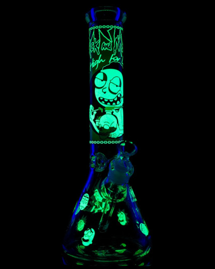 14" Halloween Rick & Morty Beaker Bong Glow In The Dark - Green