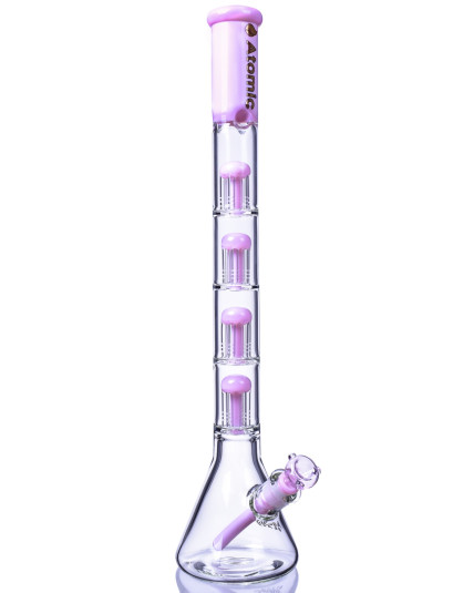 King's Chalice - Atomic Glass - 22" Quad 6-Arm Tree Perc Big Beaker Bong - Milk Pink