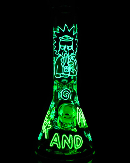 Mad Scientist Dab Rig Bong with Rick and Morty 3D Artwork