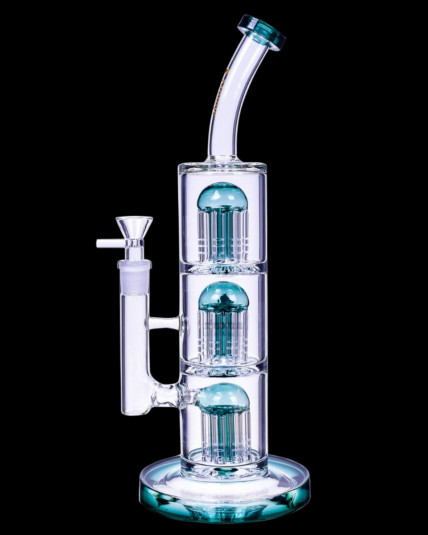 Magical Tower by Atomic Glass 14" Triple Tree Perc Bong/Dab Rig - Teal