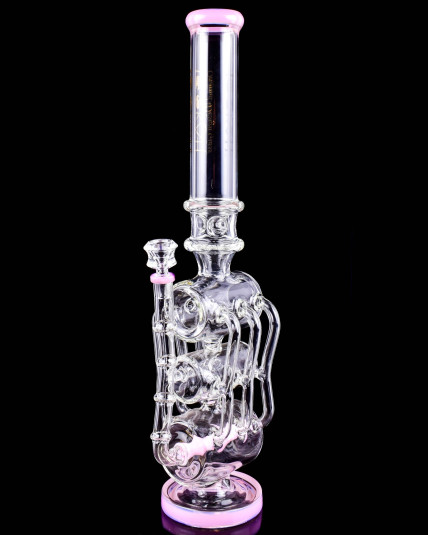The Apex - Lookah - Platinum Series - 21" Triple Barrel Hexa Recycler Bong - Pink