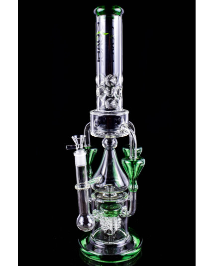 Clover Glass - 18" Triple Hour Glass Perc Bong