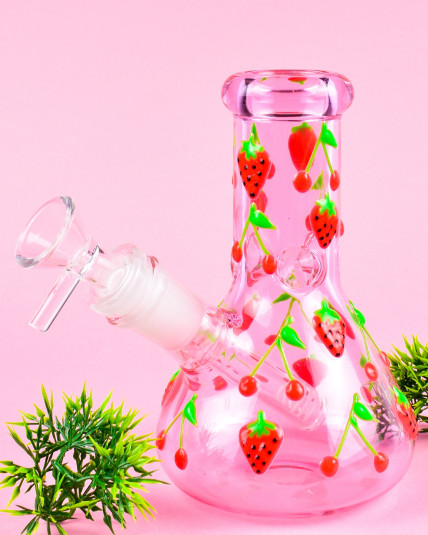 Double Cherry Glow In The Dark Mini Beaker Bong
