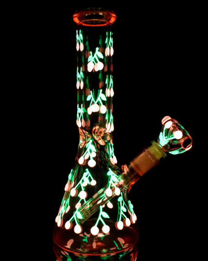 Double Cherry Glow In The Dark Beaker Bong