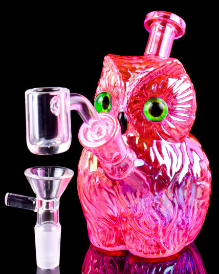 Baby Owl Bong/Dab Rig - Iridescent Pink