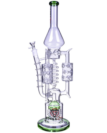 Chill Glass 20" Triple Chamber Bong with Cyclone Perc w/ 14mm Matching Dry Bowl