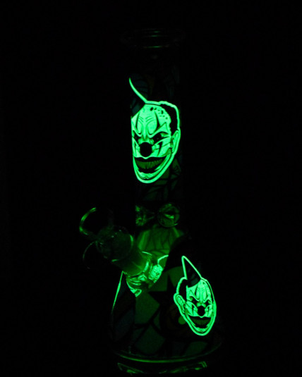The Harlequin - 10" Clown Beaker Bong Glow In The Dark