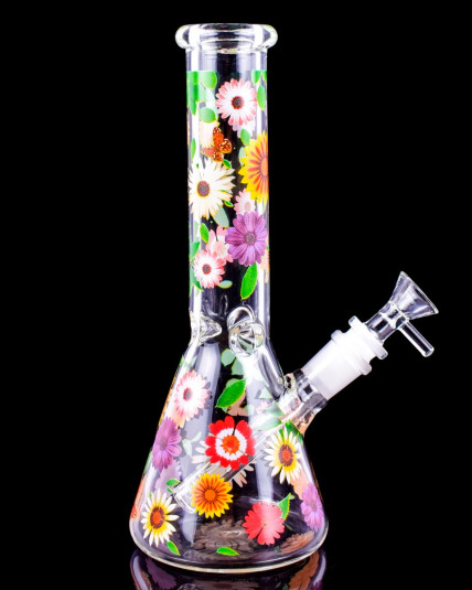 The Flowerbed - 10" Flower Decal Beaker Bong - Daffodil's
