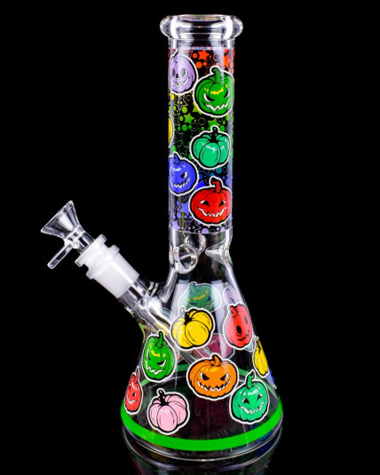 Colorful Evil Pumpkin Glow In The Dark Beaker Bong