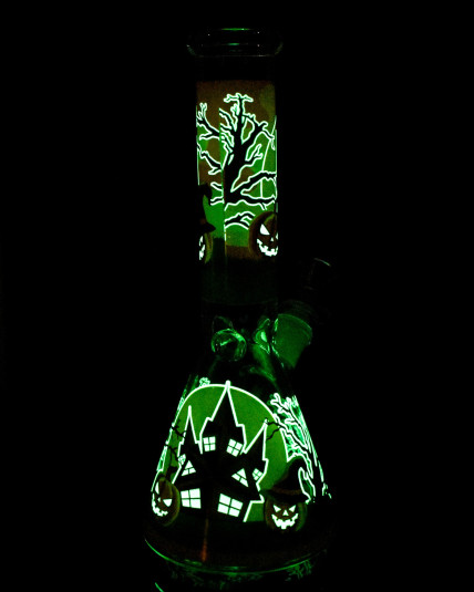 Halloween Colorful Evil Pumpkin Glow In The Dark Beaker Bong