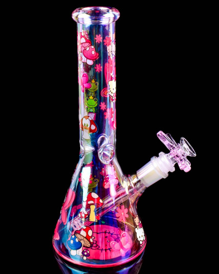 Iridescent Kitty Blossom Beaker Bong