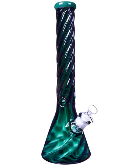 Smoker's Tornado - 16" Thick Heavy Beaker Base Bong - Teal / Green