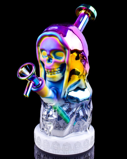 The Nightshade - Grim Reaper Skull Bong - Rainbow Iridescent 