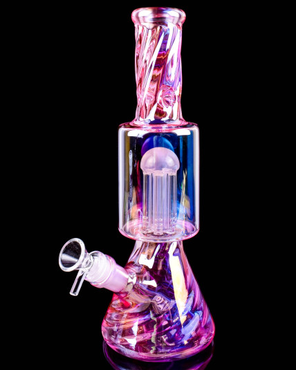 Cotton Candy Cyclone Tree Perc Bong - Pink Iridescent