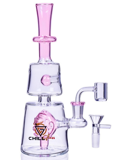 Devilish Skull - Chill Glass 9" Matrix Perc Bong - Pink