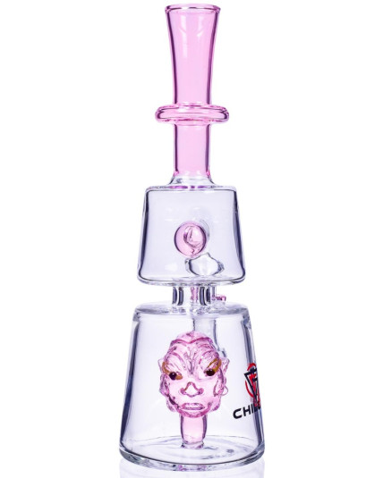 Devilish Skull - Chill Glass 9" Matrix Perc Bong - Pink