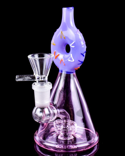 Puff Princess - Donut Showerhead Perc Beaker Bong - Pink